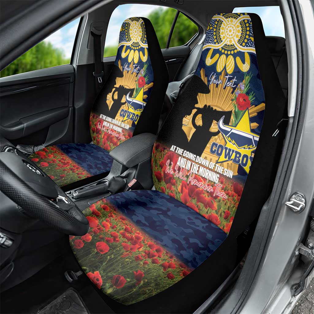 Personalised Cowboys Rugby ANZAC Day Car Seat Cover Last Post Poppy We Will Remember Them