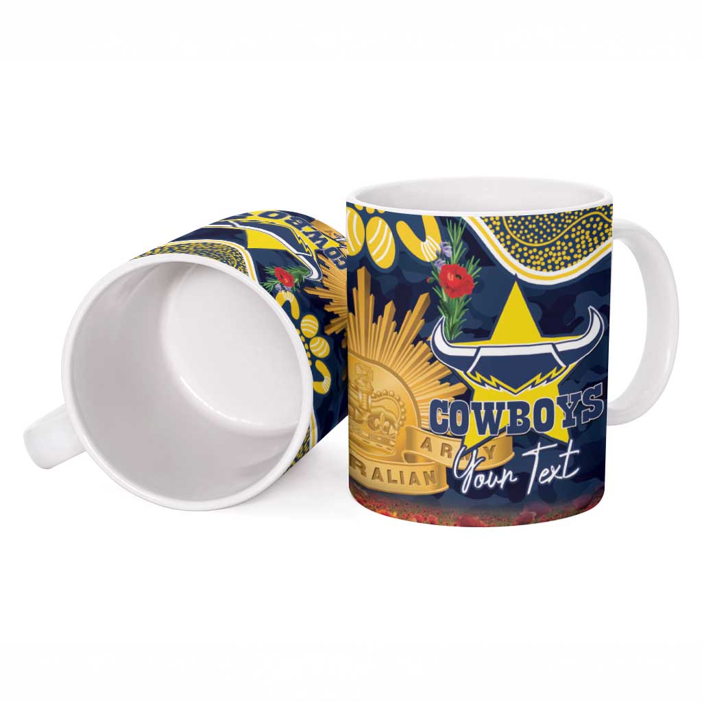 Personalised Cowboys Rugby ANZAC Day Ceramic Mug Last Post Poppy We Will Remember Them