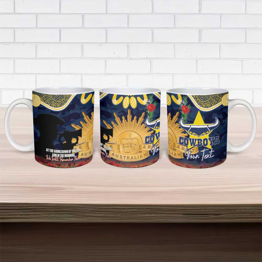 Personalised Cowboys Rugby ANZAC Day Ceramic Mug Last Post Poppy We Will Remember Them