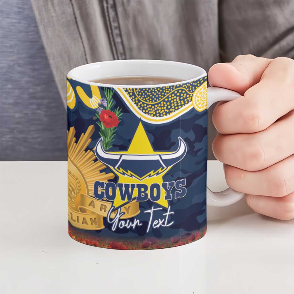Personalised Cowboys Rugby ANZAC Day Ceramic Mug Last Post Poppy We Will Remember Them