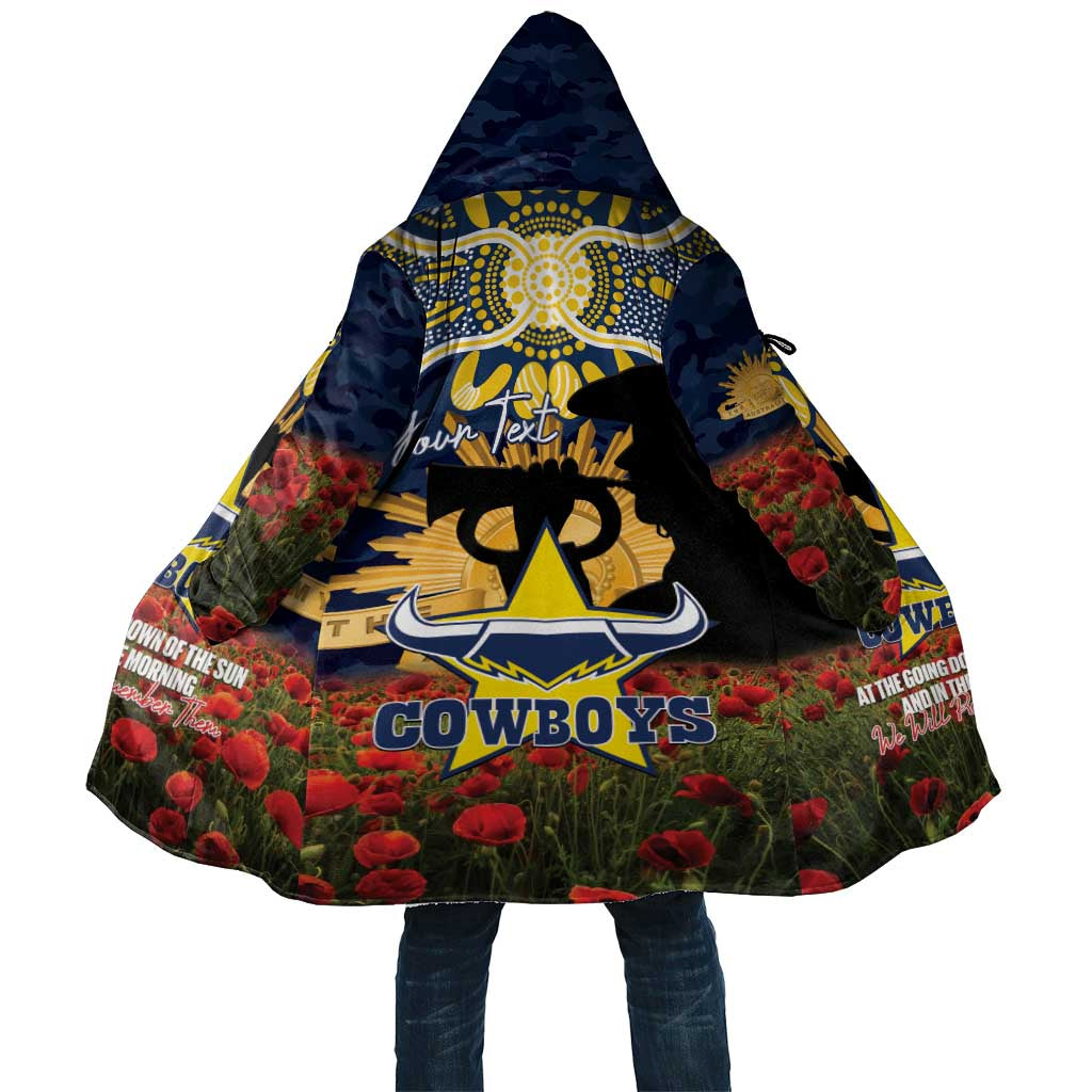 Personalised Cowboys Rugby ANZAC Day Cloak Last Post Poppy We Will Remember Them