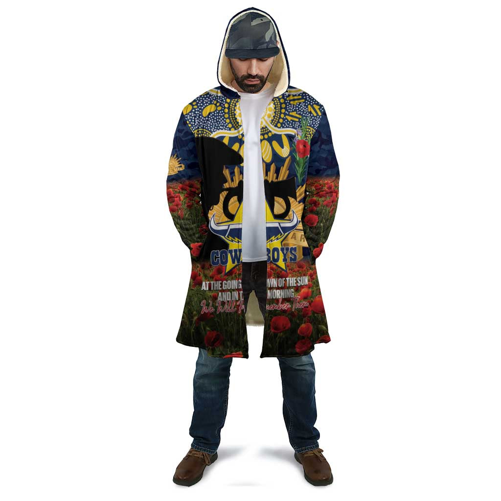 Personalised Cowboys Rugby ANZAC Day Cloak Last Post Poppy We Will Remember Them