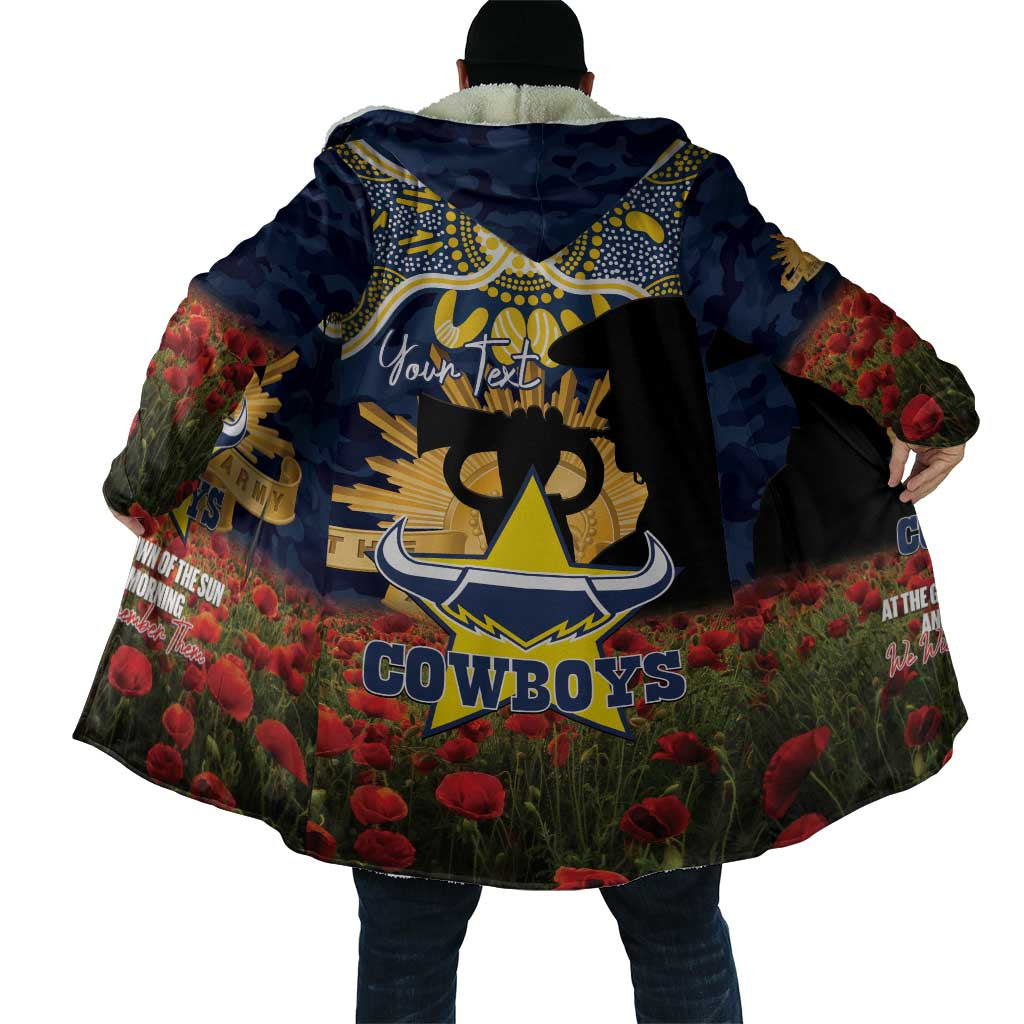 Personalised Cowboys Rugby ANZAC Day Cloak Last Post Poppy We Will Remember Them