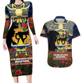 Personalised Cowboys Rugby ANZAC Day Couples Matching Long Sleeve Bodycon Dress and Hawaiian Shirt Last Post Poppy We Will Remember Them