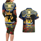 Personalised Cowboys Rugby ANZAC Day Couples Matching Long Sleeve Bodycon Dress and Hawaiian Shirt Last Post Poppy We Will Remember Them