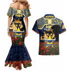 Personalised Cowboys Rugby ANZAC Day Couples Matching Mermaid Dress and Hawaiian Shirt Last Post Poppy We Will Remember Them
