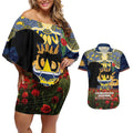 Personalised Cowboys Rugby ANZAC Day Couples Matching Off Shoulder Short Dress and Hawaiian Shirt Last Post Poppy We Will Remember Them