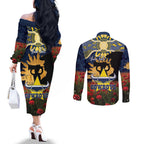 Personalised Cowboys Rugby ANZAC Day Couples Matching Off The Shoulder Long Sleeve Dress and Long Sleeve Button Shirt Last Post Poppy We Will Remember Them