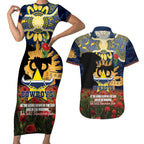 Personalised Cowboys Rugby ANZAC Day Couples Matching Short Sleeve Bodycon Dress and Hawaiian Shirt Last Post Poppy We Will Remember Them
