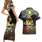 Personalised Cowboys Rugby ANZAC Day Couples Matching Short Sleeve Bodycon Dress and Hawaiian Shirt Last Post Poppy We Will Remember Them