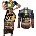 Personalised Cowboys Rugby ANZAC Day Couples Matching Short Sleeve Bodycon Dress and Long Sleeve Button Shirt Last Post Poppy We Will Remember Them