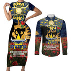 Personalised Cowboys Rugby ANZAC Day Couples Matching Short Sleeve Bodycon Dress and Long Sleeve Button Shirt Last Post Poppy We Will Remember Them