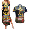 Personalised Cowboys Rugby ANZAC Day Couples Matching Summer Maxi Dress and Hawaiian Shirt Last Post Poppy We Will Remember Them