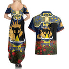 Personalised Cowboys Rugby ANZAC Day Couples Matching Summer Maxi Dress and Hawaiian Shirt Last Post Poppy We Will Remember Them