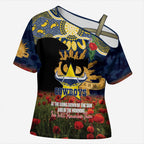 Personalised Cowboys Rugby ANZAC Day Cross Shoulder Shirt Last Post Poppy We Will Remember Them