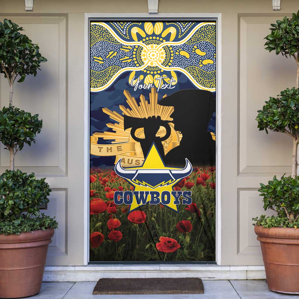 Personalised Cowboys Rugby ANZAC Day Door Cover Last Post Poppy We Will Remember Them