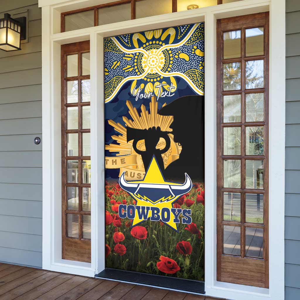 Personalised Cowboys Rugby ANZAC Day Door Cover Last Post Poppy We Will Remember Them