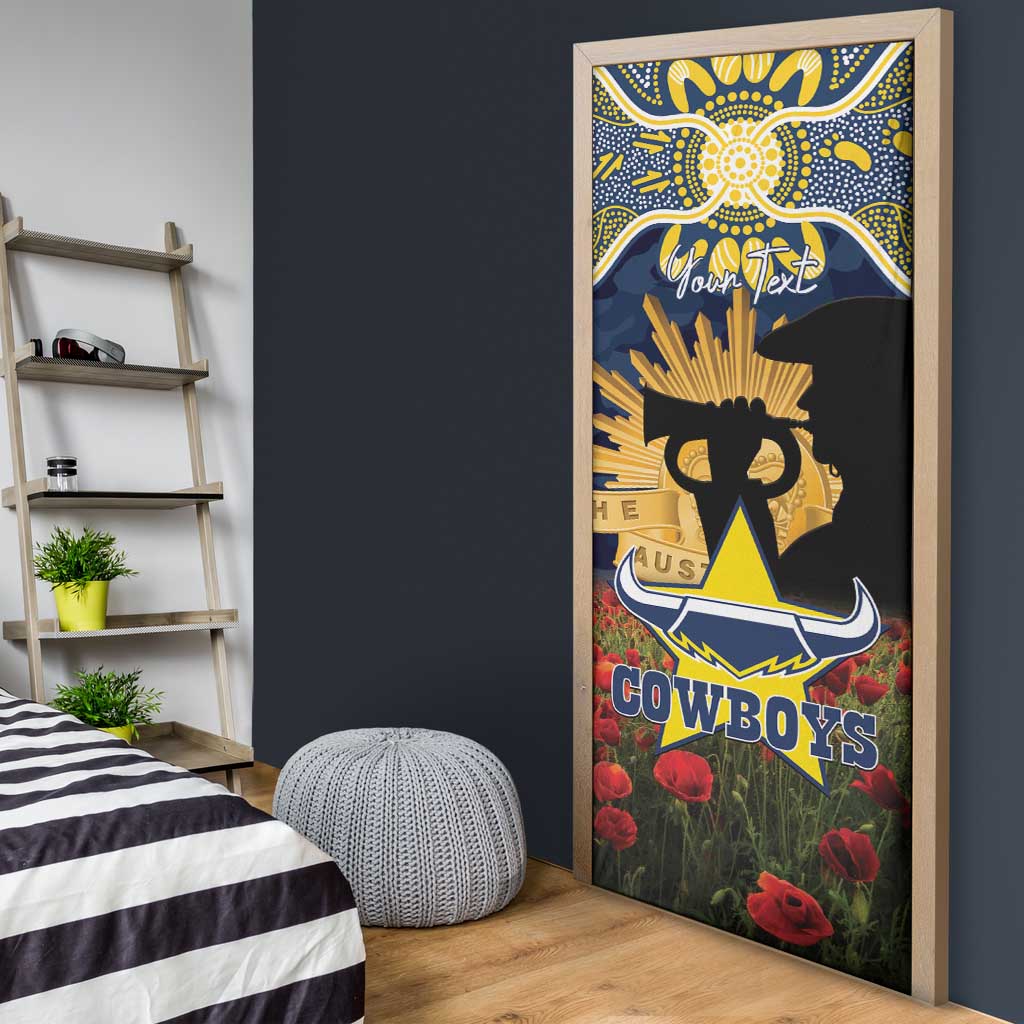 Personalised Cowboys Rugby ANZAC Day Door Cover Last Post Poppy We Will Remember Them