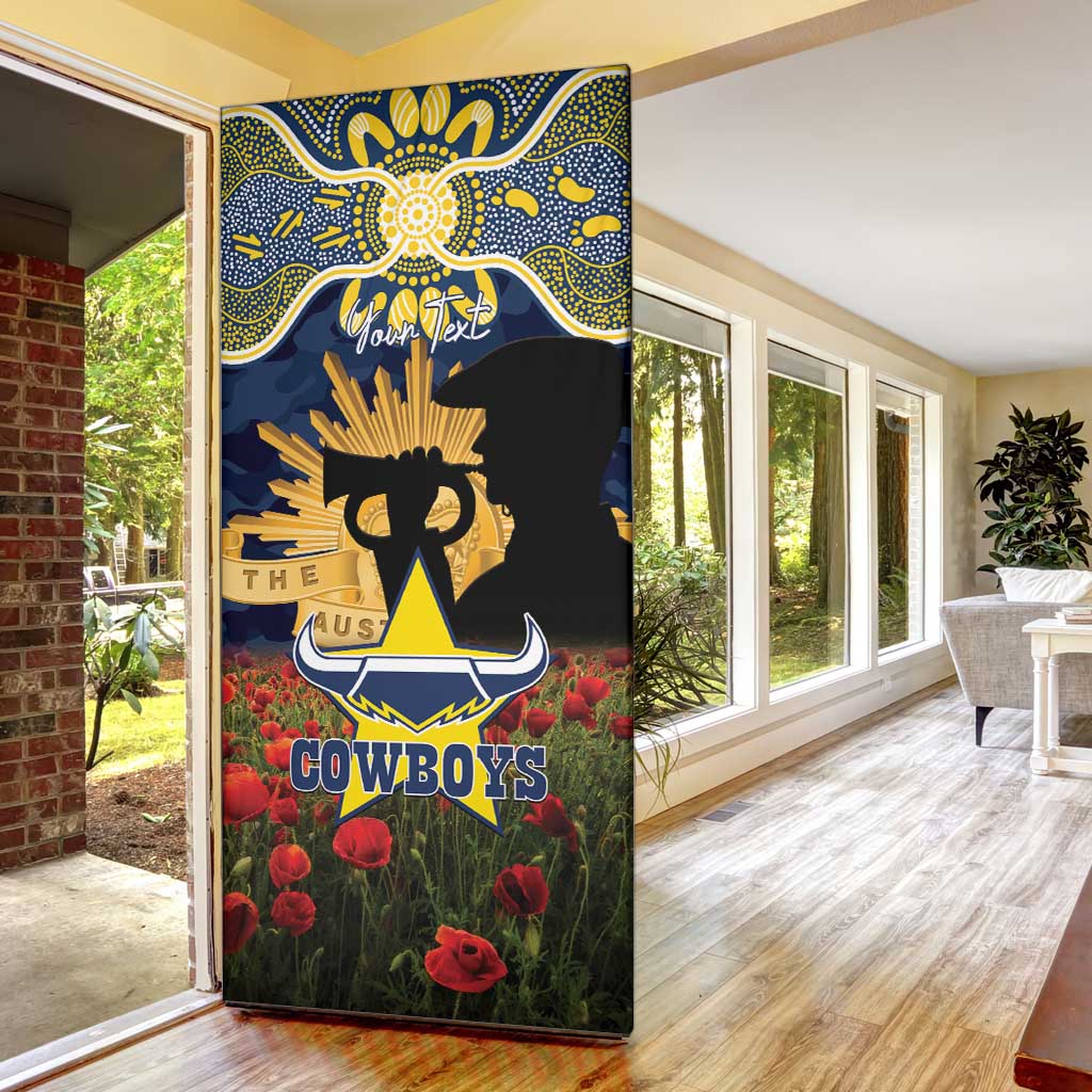 Personalised Cowboys Rugby ANZAC Day Door Cover Last Post Poppy We Will Remember Them