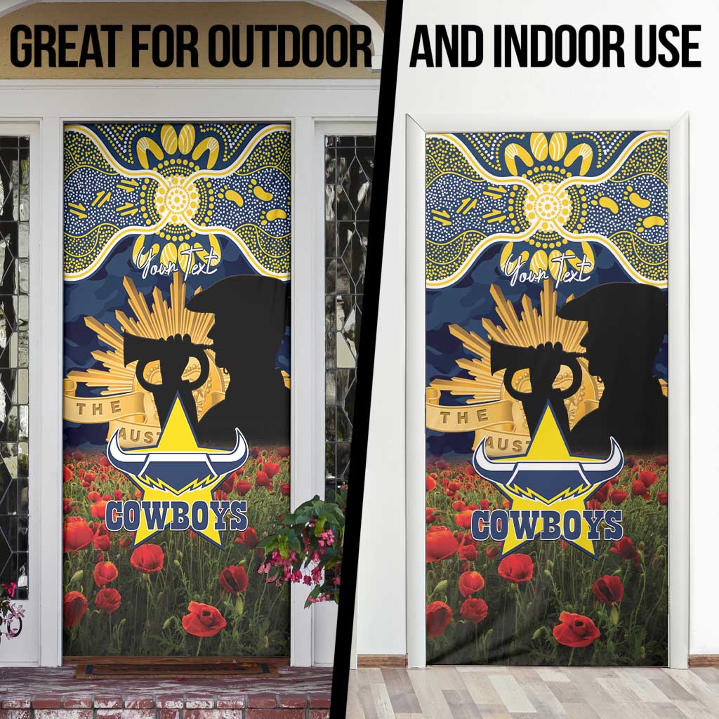 Personalised Cowboys Rugby ANZAC Day Door Cover Last Post Poppy We Will Remember Them