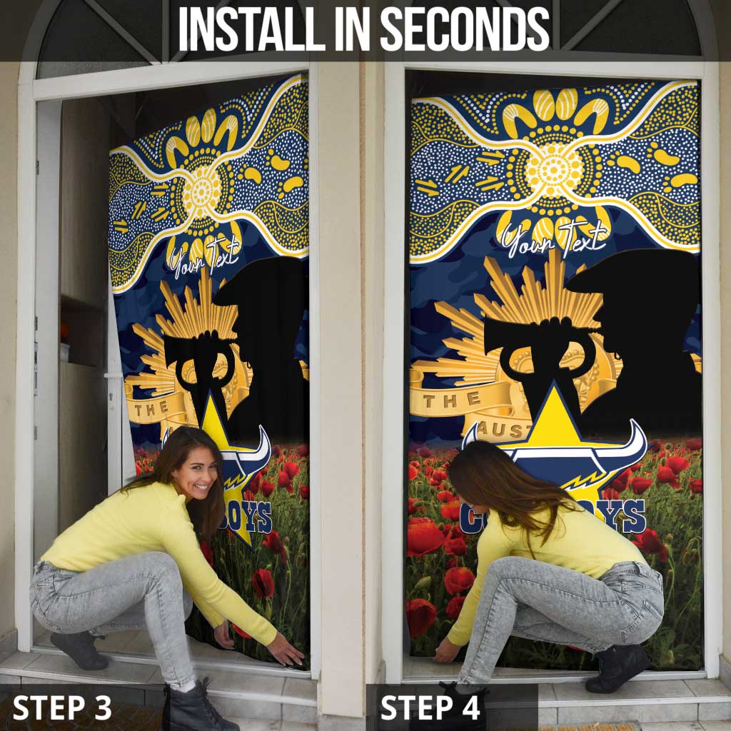 Personalised Cowboys Rugby ANZAC Day Door Cover Last Post Poppy We Will Remember Them