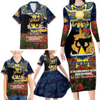 Personalised Cowboys Rugby ANZAC Day Family Matching Long Sleeve Bodycon Dress and Hawaiian Shirt Last Post Poppy We Will Remember Them
