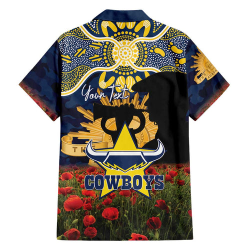 Personalised Cowboys Rugby ANZAC Day Family Matching Long Sleeve Bodycon Dress and Hawaiian Shirt Last Post Poppy We Will Remember Them
