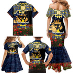 Personalised Cowboys Rugby ANZAC Day Family Matching Mermaid Dress and Hawaiian Shirt Last Post Poppy We Will Remember Them
