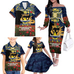 Personalised Cowboys Rugby ANZAC Day Family Matching Off The Shoulder Long Sleeve Dress and Hawaiian Shirt Last Post Poppy We Will Remember Them