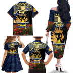 Personalised Cowboys Rugby ANZAC Day Family Matching Off The Shoulder Long Sleeve Dress and Hawaiian Shirt Last Post Poppy We Will Remember Them