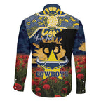 Personalised Cowboys Rugby ANZAC Day Family Matching Off The Shoulder Long Sleeve Dress and Hawaiian Shirt Last Post Poppy We Will Remember Them