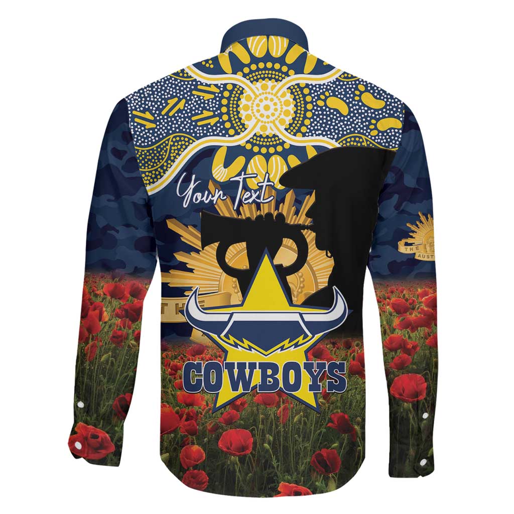 Personalised Cowboys Rugby ANZAC Day Family Matching Off The Shoulder Long Sleeve Dress and Hawaiian Shirt Last Post Poppy We Will Remember Them