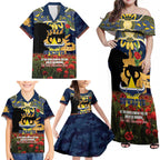Personalised Cowboys Rugby ANZAC Day Family Matching Off Shoulder Maxi Dress and Hawaiian Shirt Last Post Poppy We Will Remember Them