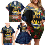 Personalised Cowboys Rugby ANZAC Day Family Matching Off Shoulder Short Dress and Hawaiian Shirt Last Post Poppy We Will Remember Them