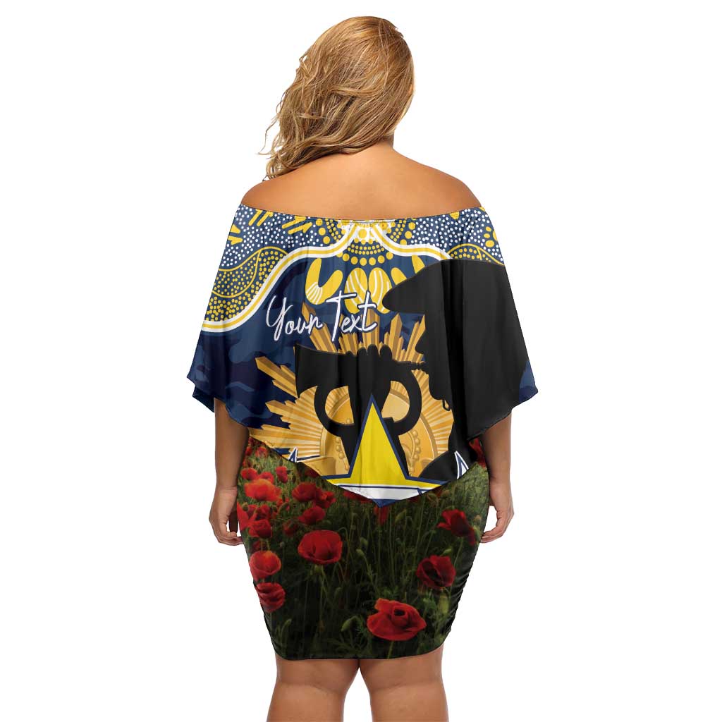 Personalised Cowboys Rugby ANZAC Day Family Matching Off Shoulder Short Dress and Hawaiian Shirt Last Post Poppy We Will Remember Them