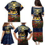 Personalised Cowboys Rugby ANZAC Day Family Matching Puletasi and Hawaiian Shirt Last Post Poppy We Will Remember Them
