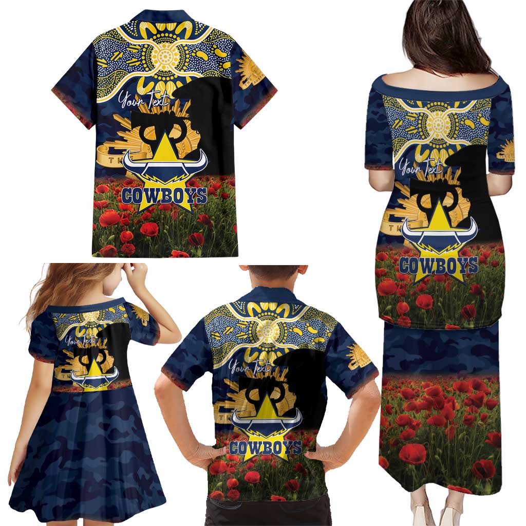 Personalised Cowboys Rugby ANZAC Day Family Matching Puletasi and Hawaiian Shirt Last Post Poppy We Will Remember Them