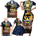 Personalised Cowboys Rugby ANZAC Day Family Matching Short Sleeve Bodycon Dress and Hawaiian Shirt Last Post Poppy We Will Remember Them