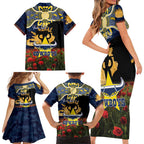Personalised Cowboys Rugby ANZAC Day Family Matching Short Sleeve Bodycon Dress and Hawaiian Shirt Last Post Poppy We Will Remember Them