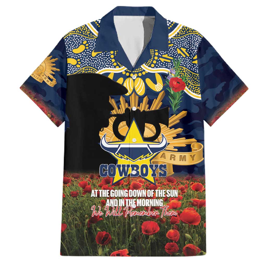 Personalised Cowboys Rugby ANZAC Day Family Matching Summer Maxi Dress and Hawaiian Shirt Last Post Poppy We Will Remember Them
