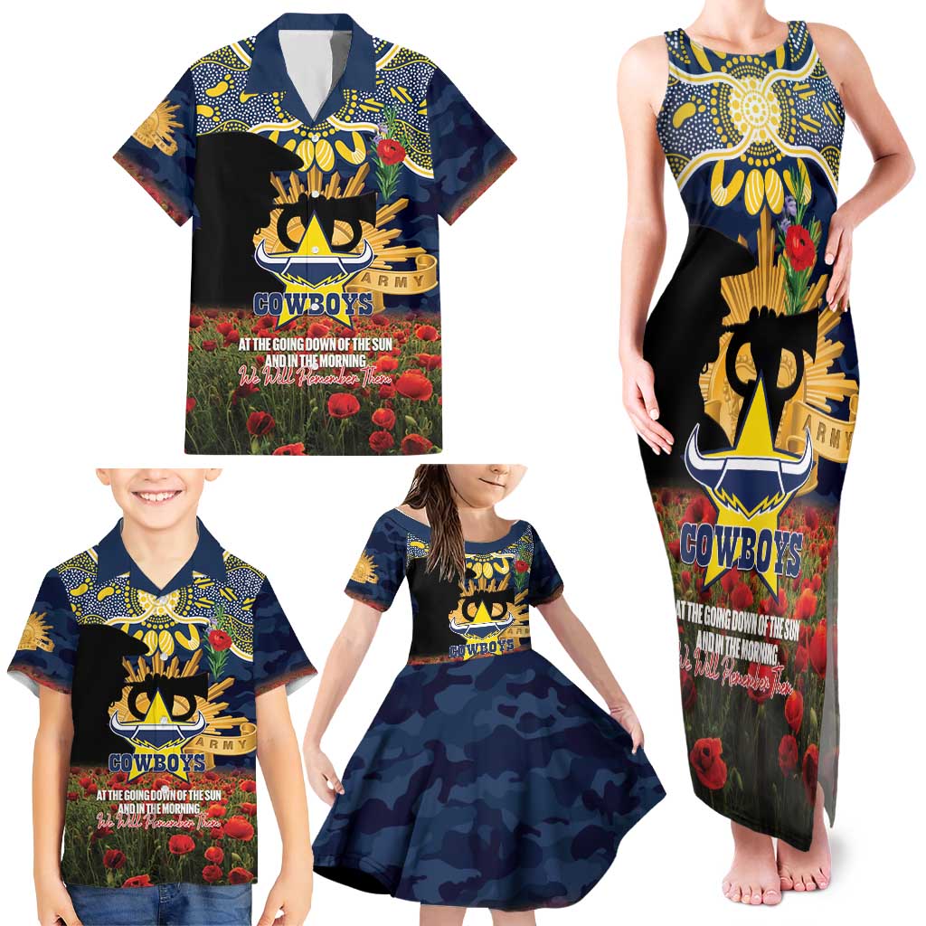 Personalised Cowboys Rugby ANZAC Day Family Matching Tank Maxi Dress and Hawaiian Shirt Last Post Poppy We Will Remember Them