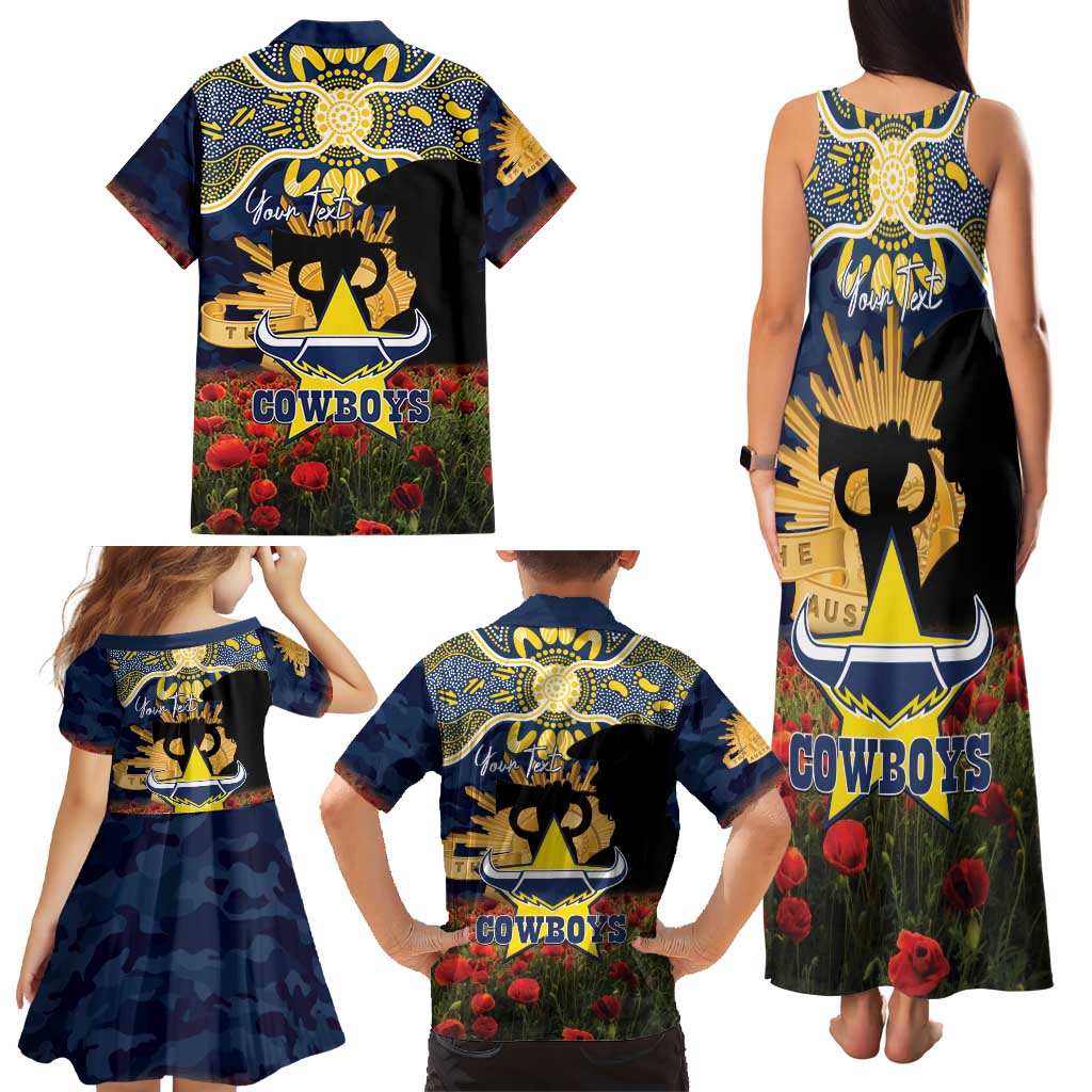 Personalised Cowboys Rugby ANZAC Day Family Matching Tank Maxi Dress and Hawaiian Shirt Last Post Poppy We Will Remember Them