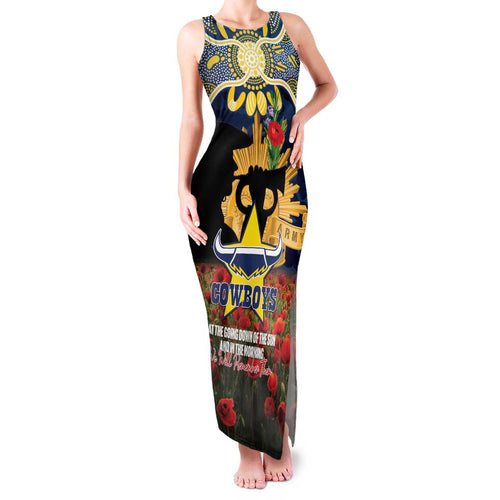 Personalised Cowboys Rugby ANZAC Day Family Matching Tank Maxi Dress and Hawaiian Shirt Last Post Poppy We Will Remember Them