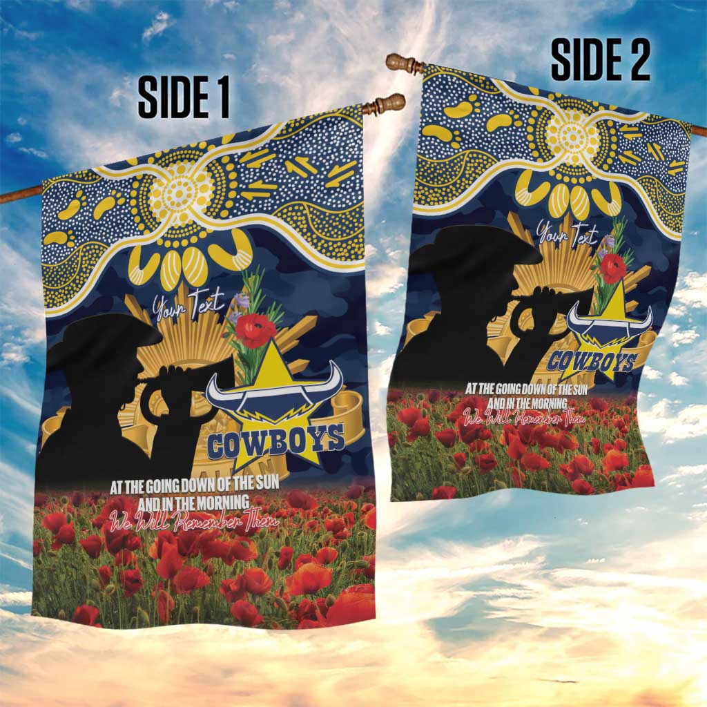 Personalised Cowboys Rugby ANZAC Day Garden Flag Last Post Poppy We Will Remember Them