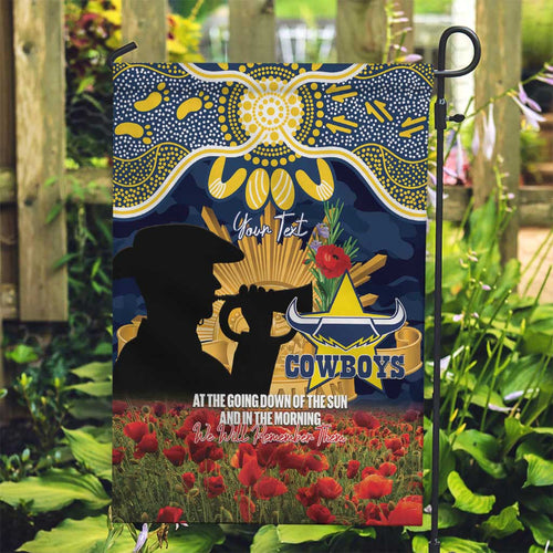 Personalised Cowboys Rugby ANZAC Day Garden Flag Last Post Poppy We Will Remember Them