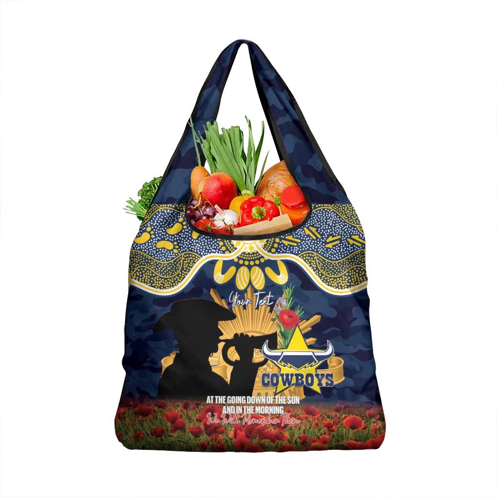Personalised Cowboys Rugby ANZAC Day Grocery Bag Last Post Poppy We Will Remember Them