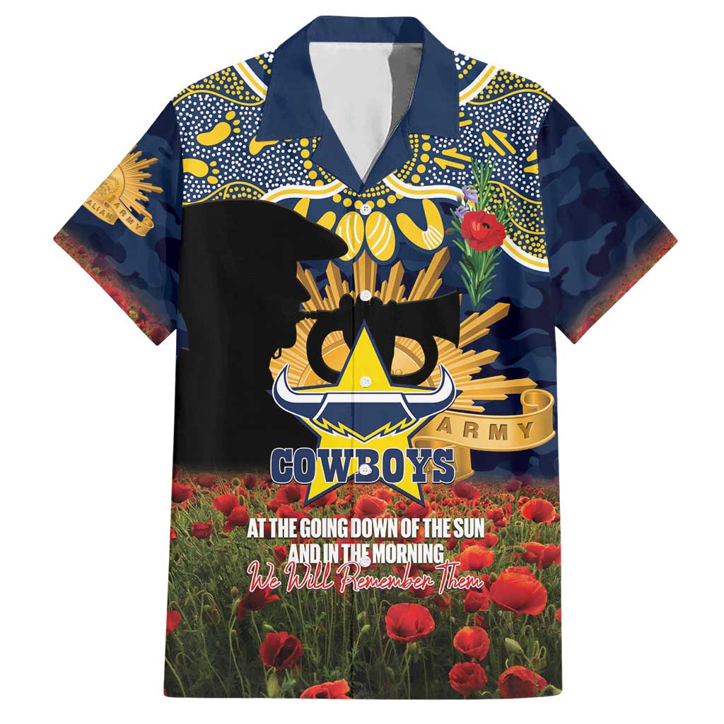 Personalised Cowboys Rugby ANZAC Day Hawaiian Shirt Last Post Poppy We Will Remember Them
