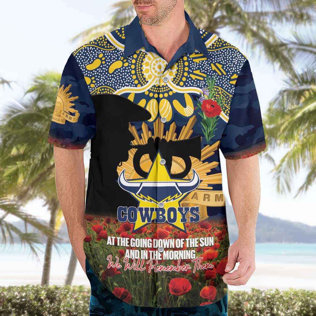 Personalised Cowboys Rugby ANZAC Day Hawaiian Shirt Last Post Poppy We Will Remember Them