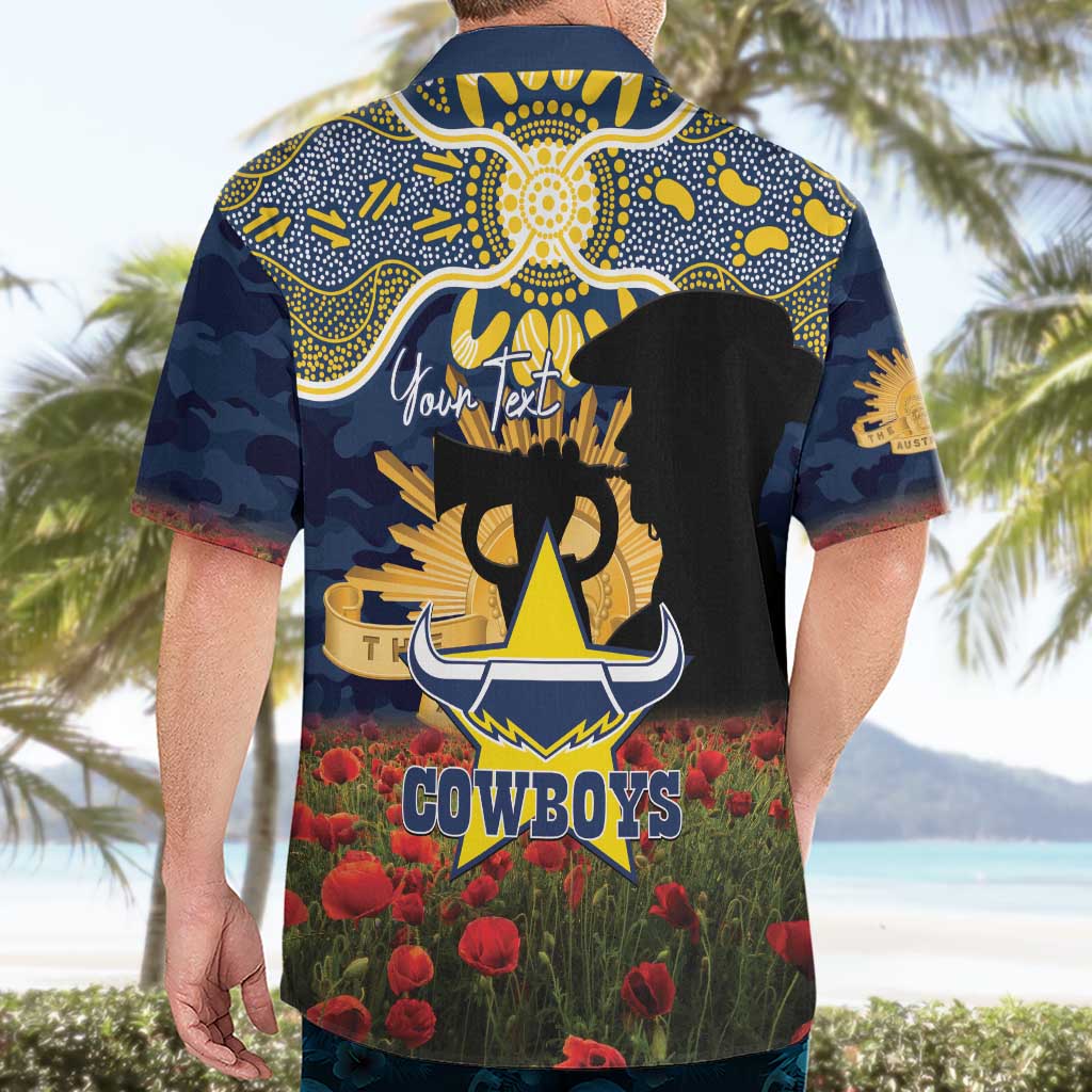 Personalised Cowboys Rugby ANZAC Day Hawaiian Shirt Last Post Poppy We Will Remember Them