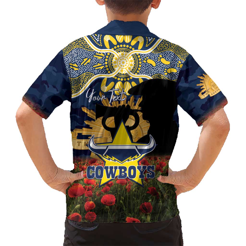 Personalised Cowboys Rugby ANZAC Day Hawaiian Shirt Last Post Poppy We Will Remember Them